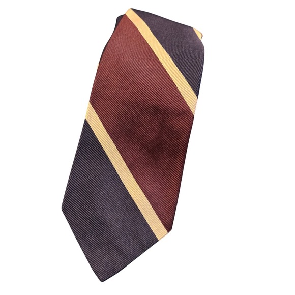 Robert Talbott Vintage Musia Atlanta Silk Necktie Stripe Red Blue Gold Hand Sewn - Picture 1 of 5